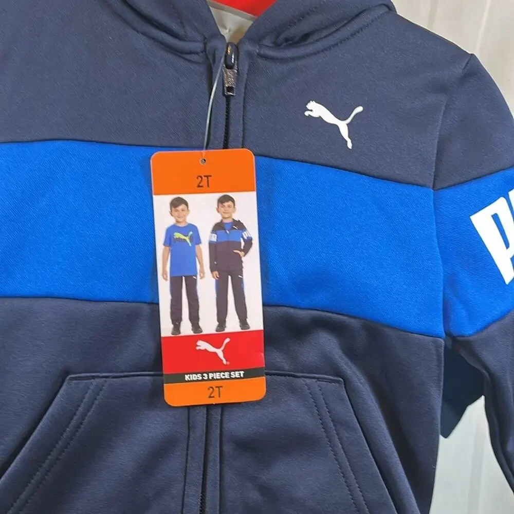 PUMA Kids' 3-piece Tech Fleece Blue Set size 2T